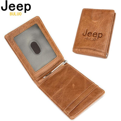 

JEEP BULUO Genuine Leather Card Case Bags Super Thin Real Cow Leather Men Wallets Purse Mini Fashion Brand Hot Sale USA JEEP100