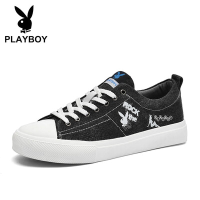 

Playboy PLAYBOY England low cut casual vulcanized canvas shoes mens flat comfortable DS85239 black 41