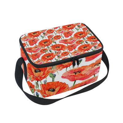 

ALAZA Lunch Box Insulated Lunch Bag Large Cooler Tote Bag Beautiful Red Poppies for Men Women Girls Boys