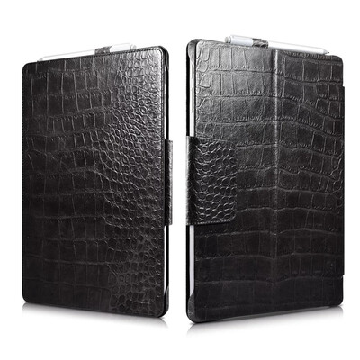 

Icarer Business Crocodile Pattern Genuine Leather Folio Case For Surface Pro 4 Retro Cowhide Leather Flip Cover For Surface Pro4