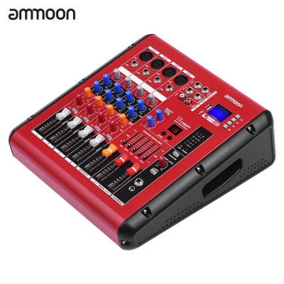 

ammoon PMR606 6-Channel Digital Audio Mixer Mixing Console with Power Amplifier Function 48V Phantom Power USB Interface for Recor