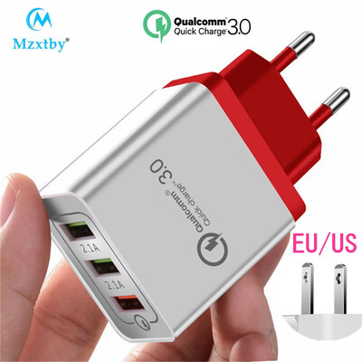 

Mzxtby 3 Ports Quick Charge 30 18W Charger for iPhone Samsung Xiaomi Huawei Honor redmi Mi QC30 Fast Charging USB Wall Charger