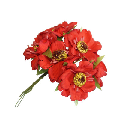 

6PcsBunch 35cm Mini Silk Cherry Artificial Poppy Bouquet DIY Handmade Wreath Scrapbook Wedding Decoration Craft Fake Flower