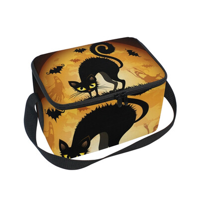 

ALAZA Lunch Box Insulated Cat And Black Bat Lunch Bag Large Cooler Tote Bagfor Men Women