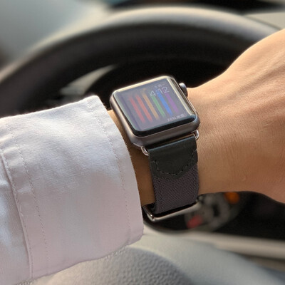 

KeBitt genuine leather nylon band For apple watch series 4 3 iwatch woven weaving strap 38 40MM 42 44mm single tour bands