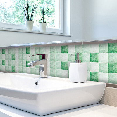 

Checkered Mosaic Wall Sticker PVC Mouldproof Moistureproof Oilproof Self-adhesive Wallpaper for Kitchen Bathroom&Bar