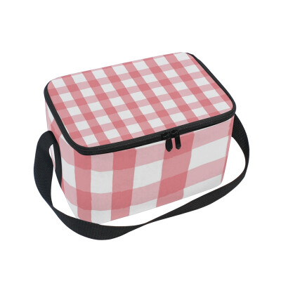 

ALAZA Lunch Box Insulated Lunch Bag Large Cooler Tote Bag Pink Lattice for Men Women Girls Boys