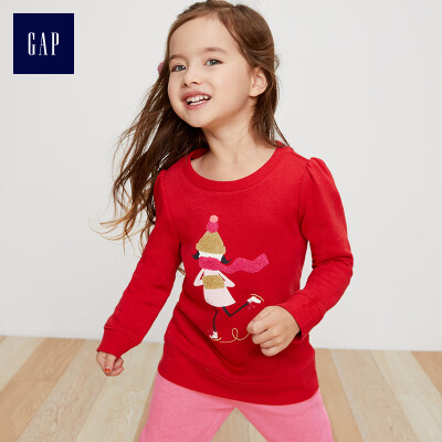 

GAP flagship store childrens clothing baby girl plus velvet pullover sweater baby shirt 395067 child fun colorful 90cm 2T