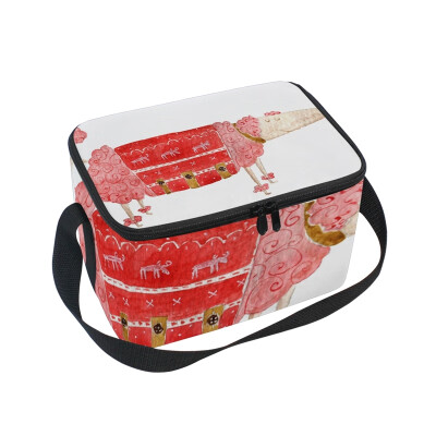 

ALAZA Lunch Box Insulated Lunch Bag Large Cooler Dog Watercolor Tote Bag