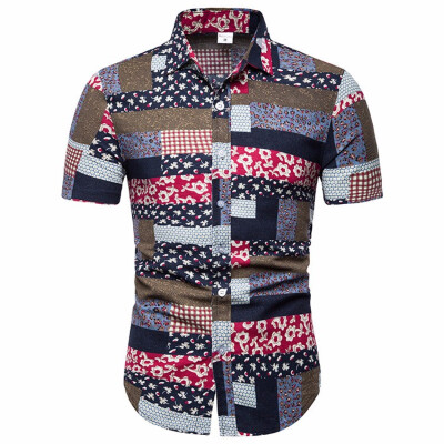 

Outlet 2019 Foreign Trade Mens Printed Shirt Slimming Short Sleeved Shirt Leisure Short Sleeved Shirt TC21