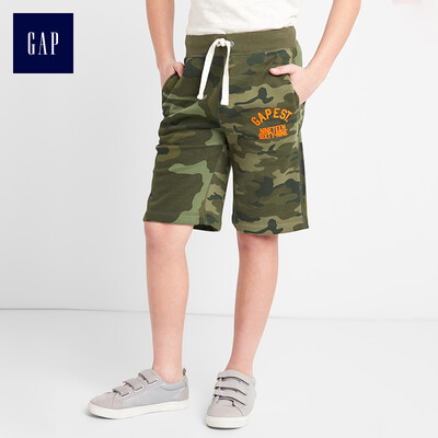 

GAP flagship store boy logo logo fleece camouflage basic pattern shorts 237840 green camouflage 110cm XS