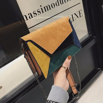 

2019 New High Quality Leather Patchwork Women Messenger Bag Female Chain Strap Shoulder Bag Small Criss-Cross Ladies Flap Bag