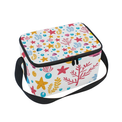 

ALAZA Lunch Box Insulated Lunch Bag Large Cooler Seastars And Seaweed Tote Bag