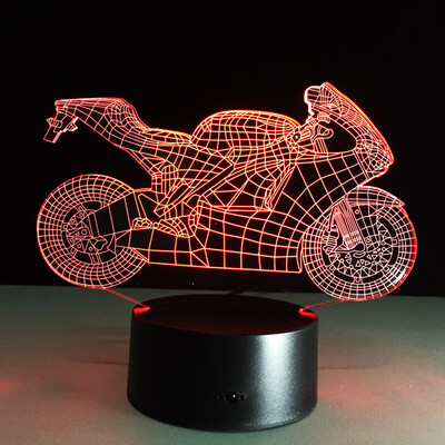 

Yeduo 3D Table Lamp Motorcyclenight Lights Led Decorative Plexiglas Plate Lumineuse Bedside Nightlight Colores Bulbing Light