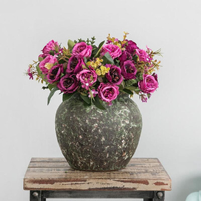 

Simulation flower European style bouquet of Maria Rose fake flower wedding layout Amazon home shopping mall potted ornaments blue