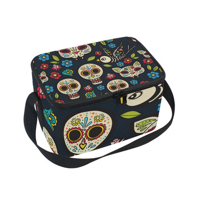 

ALAZA Lunch Box Insulated Skull Cat Lunch Bag Large Cooler Tote Bag for Men Women