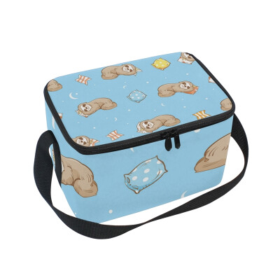 

ALAZA Insulated Lunch Box Pattern With Sloth Lunch Bag for Men Women Portable Tote Bag Cooler Bag