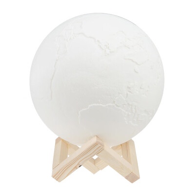 

UpperX 3D Light Print Led Earth Lamp 3 Color Night Light Pat Switch with Magnetic Support Wood bracket Rechargeable Usb Home Décor