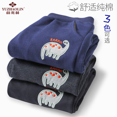 

Yu Zhaolin YUZHAOLIN Self-operated lightning delivery childrens pants boys 95 cotton spring&autumn casual pants baby trousers children sports pants dinosaur Tibetan blue 140