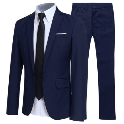 

New Mens Slim Business Casual Suit two-piece Sports Jacket Suit Pant one button Groom suit S-6XL Clearance Sale