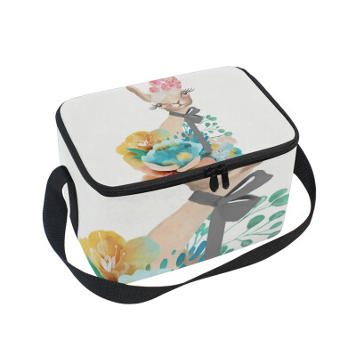 

ALAZA Lunch Box Insulated Lunch Bag Large Cooler Cute Watercolor Baby Animal Llama Tote Bag