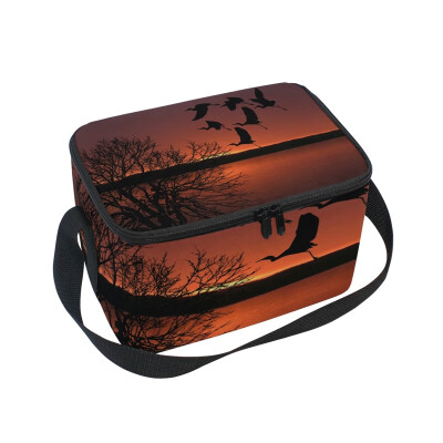 

ALAZA Lunch Box Sunset Birds Colorful Insulated Lunch Bag Large Cooler Tote Bagfor Men Women