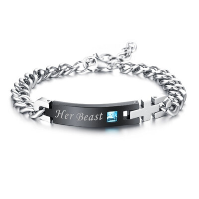 

AAA beautiful zircon couple titanium steel bracelet Valentines Day gift