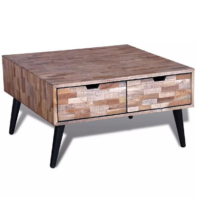 

Coffee Table with 4 Drawers Reclaimed Teak Wood