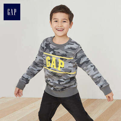

GAP flagship store boy plus velvet round neck pullover sweater 441446 gray camouflage M