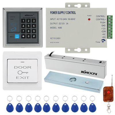 

KKmoon® DC12V 125KHz Door Entry Access Control System with Access Reader 180KG Electric Magnet Lock Power Supply Push Button