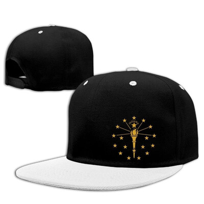 

WellShopping Indiana Flag Element Design Solid Flat Bill Snapback Baseball Cap Hip Hop Unisex Custom Hat