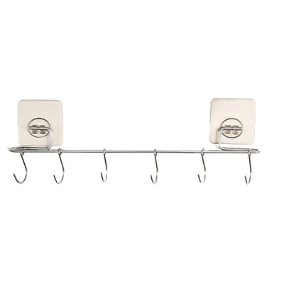 

1 Pack 6 Hooks Seamless Transparent Strong Adhesive Door Multi-function Wall Hook Reusable Heavy Duty Stickers for Hanging Kitchen