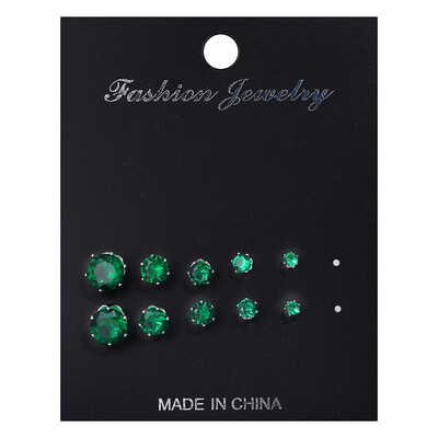 

5 PairsLot Simple Cubic Alloy Earrings Men Women 6 Claws Round Zircon Ear Nail Ladies Fashion Charm Ear Stud Wedding Jewelry