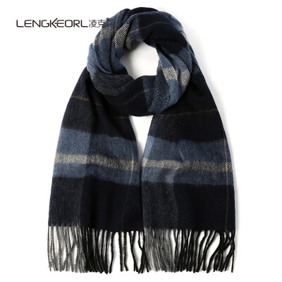 

Lingke LENGKEORL wool scarf mens plaid autumn&winter thick shawl dual-use simple Korean version of the wild tide winter collar male ZYLK01004 18 blue plaid