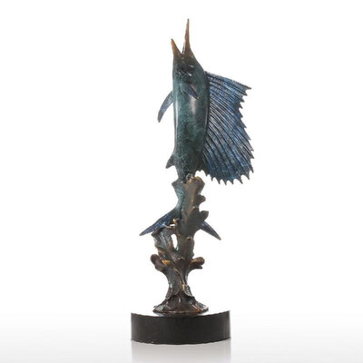 

Tooarts Salifish Out of Water Handmade Bronze Sculpture Modern Art Home Decor Statue Figurine Gift Artwork