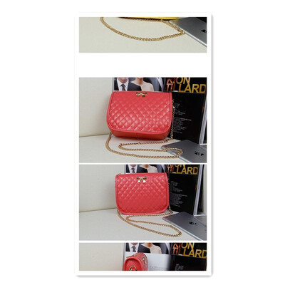 

2018 spring&summer metal bow rhombic leather chain small bag shoulder Messenger bag handbag
