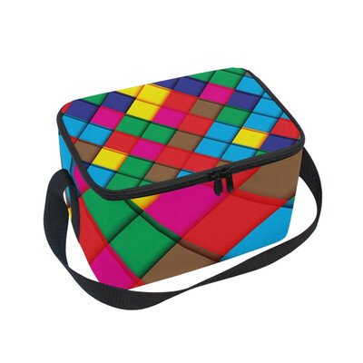 

ALAZA Insulated Lunch Box Colorful Background Lunch Bag for Men Women Portable Tote Bag Cooler Bag