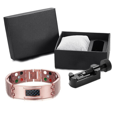 

WelMag 2018 Fashion Exquisite Crystal Magnetic Titanium Bracelets Bangles for Men Germanium Tourmaline Male Health Wristband