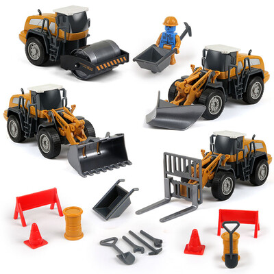 

Nukied childrens fun building blocks toys 20 sets of creative spell insert 4 alloy engineering vehicles two-way inertial running metal simulation body parts