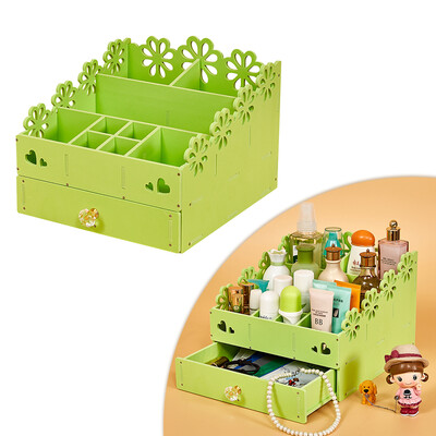 

Multifunctional Makeup Organizer Wood Cosmetic Holder Tray Jewlry Box with Drawer Colorful