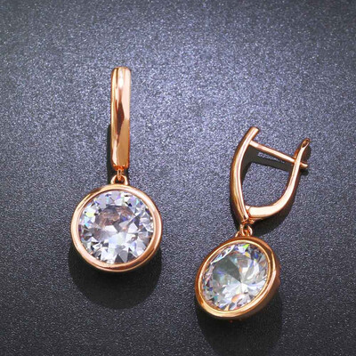 

Korean Fashion Cubic Zirconia Rose Gold Earrings for Women Gold 585 Earrings Hanging Gold 585 Jewelry Earings