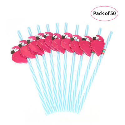 

50pcsset 3D Flamingo Decorated Reusable Plastic Straws for Birthday Wedding Baby Shower Celebration Pool Party Decorations Suppli