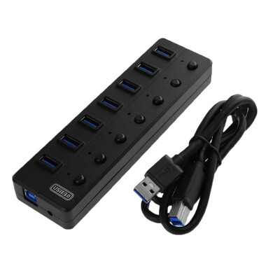 

1m33ft USB 30 7 Ports HUB With Separate 1108A OnOff Switch Splitter Adapter for Laptop PC Notebook