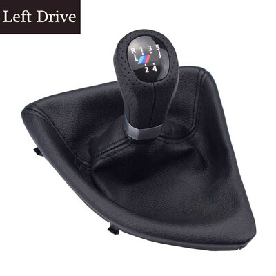 

leather 56 Speed Left Right Drive Gear Shift Knob Head With Boot Cover Stick Shifter Lever For BMW E87 E90 E92 X1 Real Hole