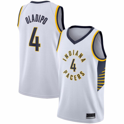 

2019 New Mens Indiana Pacers 4 Victor Oladipo Black White Yellow Basketball Jersey Size S-XXL