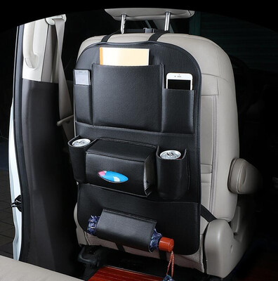

Car Seat Back Hanging Organizer Bag Universal Auto Multi-pocket PU Leather Pad Cups Storage Holder Bag Foldable Shelf