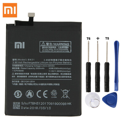 

Original XIAOMI BN31 Replacement Battery For Xiaomi Mi 5X Mi5X A1 MiA1 Redmi Note 5A Authentic Phone Batteries 3080mAh