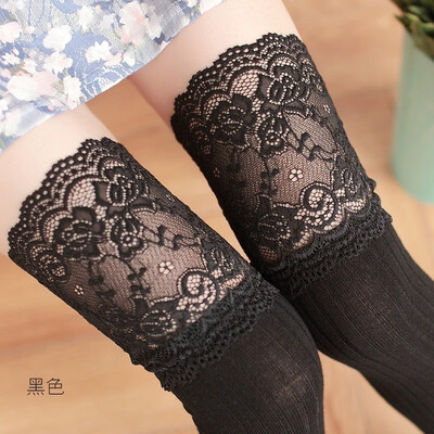 

Lace over knee socks Vertical top high tube cotton sole stockings Antiskid stockings
