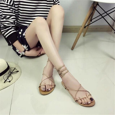 

Summer Women Cross Bandage Sandals Sexy Shoes Rome style