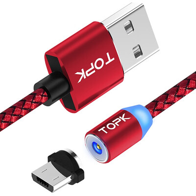 

TOPK R-Line2 1M LED Magnetic MicroUSB Cable Premium Nylon Braided Magnet MicroCable
